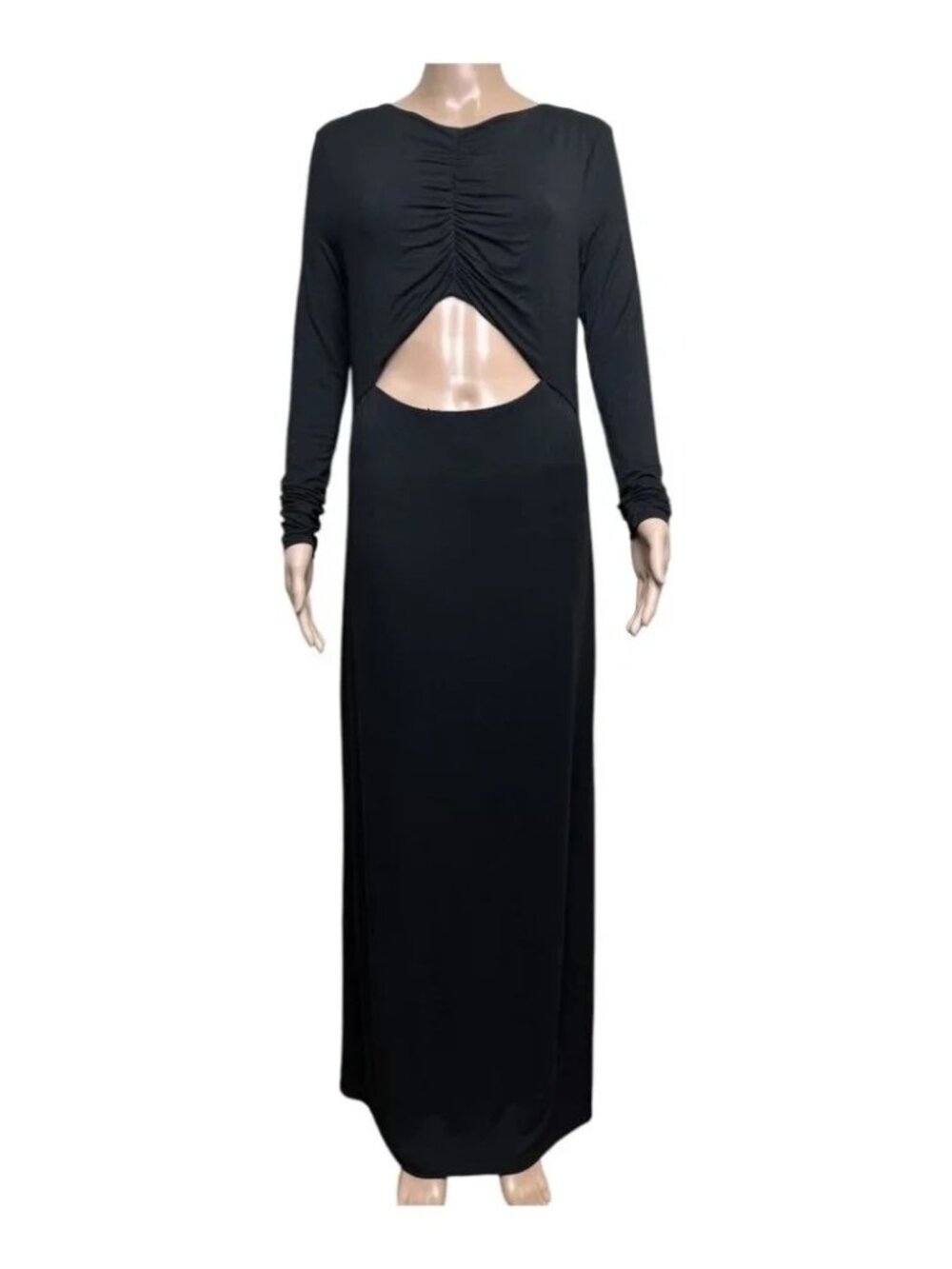 NWT Sophie Rue Stella Ruched Minimalist Long Sleeve Bare Midriff Dress Large